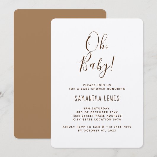 Eenvoudig modern Bohemen Genderneutraal Baby showe Kaart (Voorkant / Achterkant)