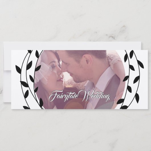 Eenvoudig modern Boho Black Leaf Wreath Wedding (Achterkant)