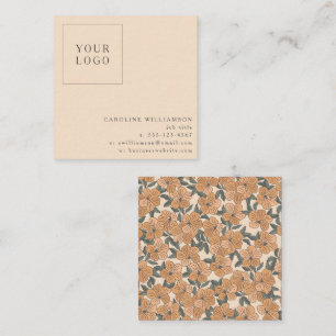 Eenvoudig Modern Boho Bloemenlogo Vrouwelijk Vierkante Visitekaartje