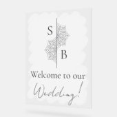 Eenvoudig Modern Boho Monogram Huwelijk Welkom Acryl Bord (Hoek)