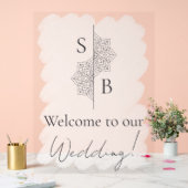 Eenvoudig Modern Boho Monogram Huwelijk Welkom Acryl Bord (Huwelijk)