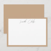 Eenvoudig modern Boho Tan Border Handgeschreven Sc Notitiekaartje (Voorkant / Achterkant)
