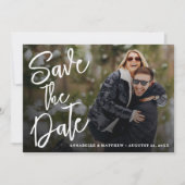 Eenvoudig Modern Borstel Schrift Foto Bruiloft Save The Date (Voorkant)