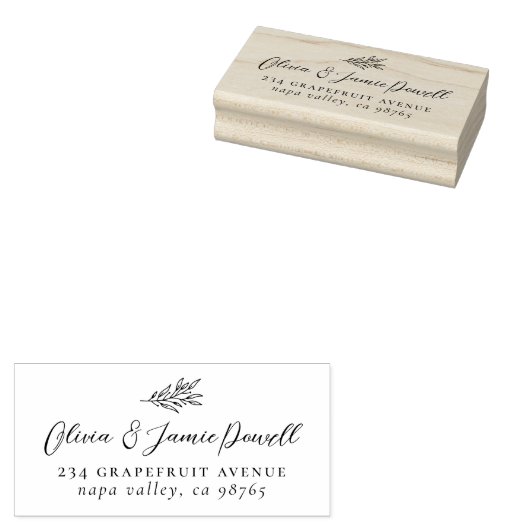 Eenvoudig modern Botanical Couple's Wedding Addres Rubberstempel (Gestempeld)