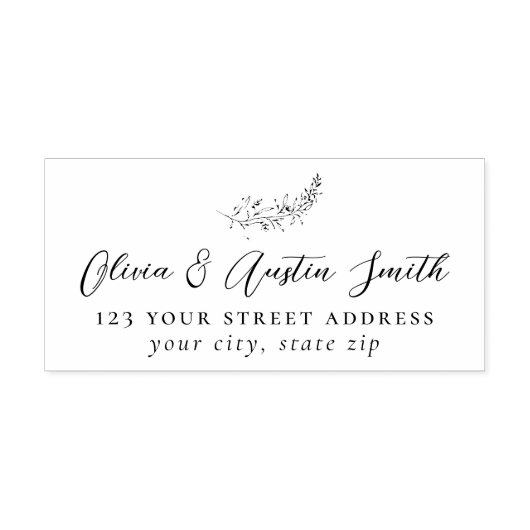 Eenvoudig modern Botanical Wedding Return-adres Zelfinktende Stempel (Design)