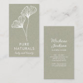 Eenvoudig, modern, botanisch lef, groen, modern na visitekaartje (Voorkant / Achterkant)