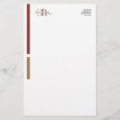 Eenvoudig Modern Bourgogne Goud Monogram Briefpapier (Voorkant)