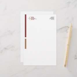 Eenvoudig Modern Bourgogne Goud Monogram Briefpapier