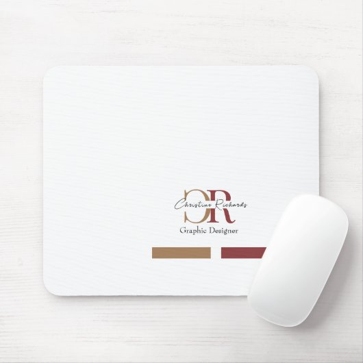 Eenvoudig Modern Bourgogne Goud Monogram Muismat (Met muis)