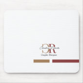 Eenvoudig Modern Bourgogne Goud Monogram Muismat (Voorkant)