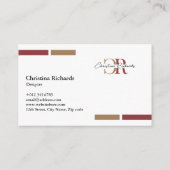 Eenvoudig Modern Bourgogne Goud Monogram Visitekaartje (Achterkant)