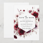 Eenvoudig modern Bourgogne Save The Date (Voorkant / Achterkant)
