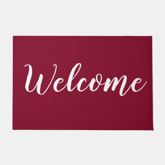 Eenvoudig Modern Bourgondië  Script Typografie Wel Deurmat (Voorkant)