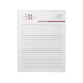 Eenvoudig Modern Bourgondisch Goud Monogram gevoer Notitieblok (Linkerzijde)