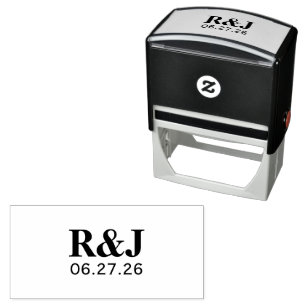 Eenvoudig modern bruidspaar Monogram Zelfinktende Stempel