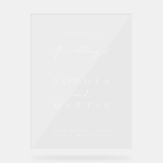 Eenvoudig Modern Bruiloft Acryl Welkomstbord Acryl Bord (Voorkant)