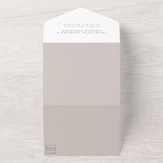 Eenvoudig, modern, bruiloft in één uitnodiging (Buitenkant)