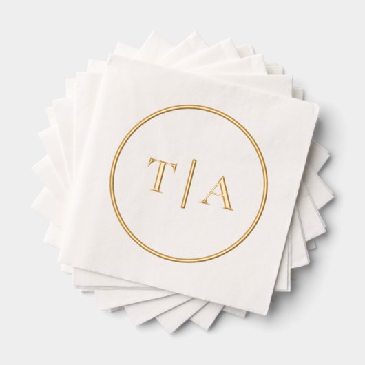 Eenvoudig Modern Bruiloft Monogram Folie Servetten (Insitu (Gestapeld))