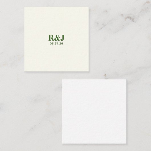 Eenvoudig Modern Bruiloft Monogram Notitiekaartje (Voorkant / Achterkant)