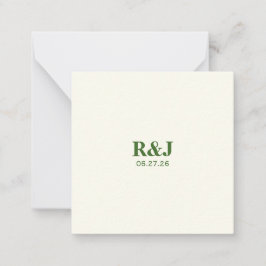 Eenvoudig Modern Bruiloft Monogram Notitiekaartje