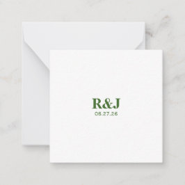 Eenvoudig Modern Bruiloft Monogram Notitiekaartje