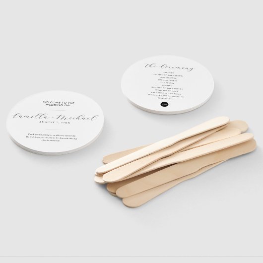Eenvoudig Modern Bruiloft Verticaal Programma Handwaaier (Niet-gemonteerd)