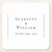 Eenvoudig Modern Bruiloft Vierkant Papier Onderzet Kartonnen Onderzetters (Voorkant)