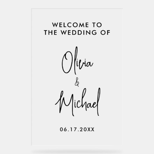 Eenvoudig modern bruiloft welkom acryl bord (Voorkant)
