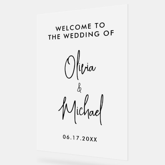 Eenvoudig modern bruiloft welkom acryl bord (Hoek)