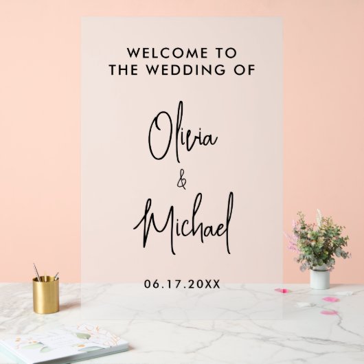 Eenvoudig modern bruiloft welkom acryl bord (Huwelijk)