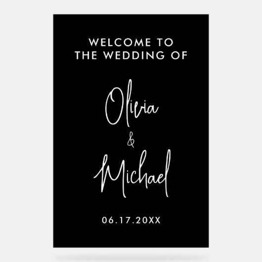 Eenvoudig modern bruiloft welkom acryl bord (Voorkant)