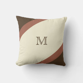 Eenvoudig modern bruin en Tan Striped Monogram Kussen