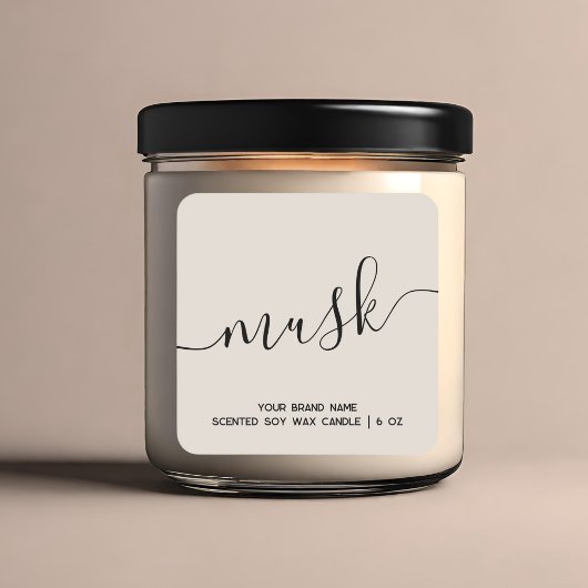 Eenvoudig modern bruin minimaal kaarslabel vierkante sticker