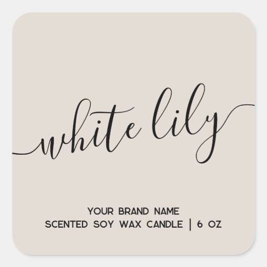 Eenvoudig modern bruin minimaal kaarslabel vierkante sticker (Voorkant)