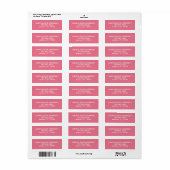 Eenvoudig Modern Bubblegum Roze retour adres label (Full Sheet)