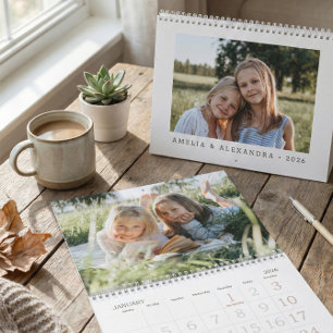 Eenvoudig modern bureauagenda voor foto's van klei kalender