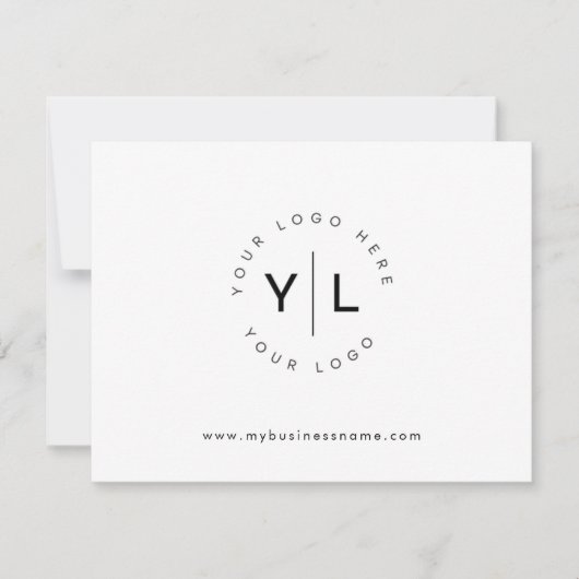 Eenvoudig Modern Business Logo Zwart Wit Bedankkaart (Voorkant)