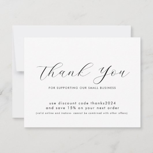 Eenvoudig Modern Business Logo Zwart Wit Bedankkaart (Achterkant)