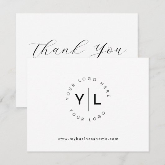 Eenvoudig Modern Business Logo Zwart Wit Bedankkaart (Voorkant / Achterkant)