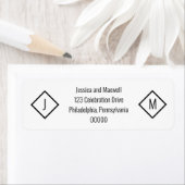 Eenvoudig modern BW Diamond Weddenschap Geometric Etiket (Insitu)