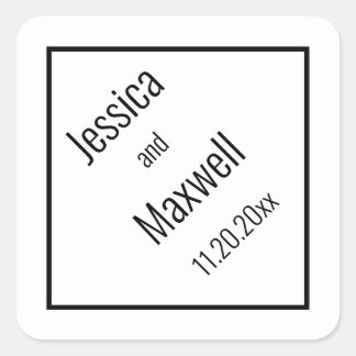 Eenvoudig modern BW Diamond Weddenschap Geometric Vierkante Sticker