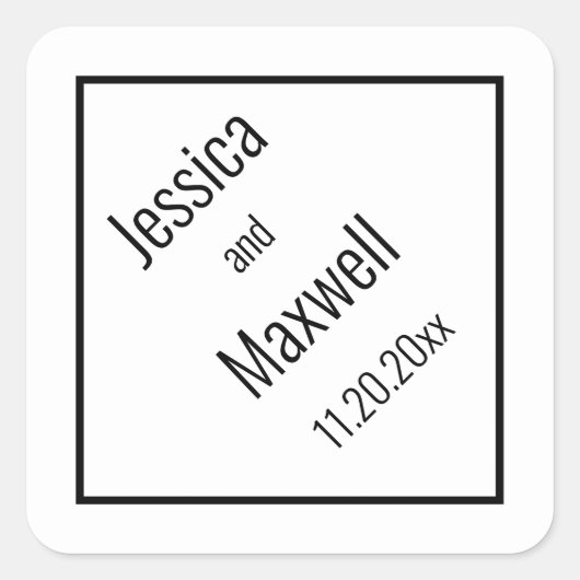 Eenvoudig modern BW Diamond Weddenschap Geometric Vierkante Sticker (Voorkant)