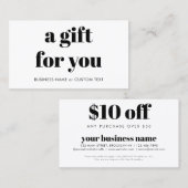 Eenvoudig modern cadeau voor u couponcode bedrijf kortingskaartje (Voorkant / Achterkant)