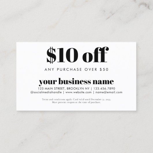 Eenvoudig modern cadeau voor u couponcode bedrijf kortingskaartje (Achterkant)