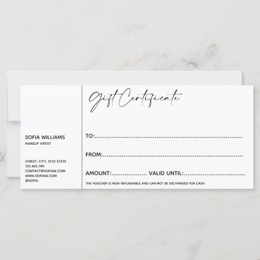 Eenvoudig, modern Cadeaubon Cadeaukaart toevoegen  (Achterkant)