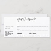 Eenvoudig, modern Cadeaubon Cadeaukaart toevoegen  (Achterkant)