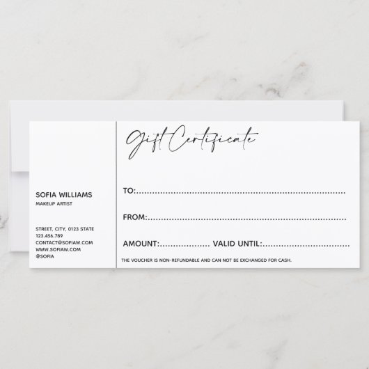 Eenvoudig, modern Cadeaubon Cadeaukaart toevoegen  (Achterkant)