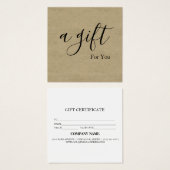 Eenvoudig & Modern Cadeaubon voor Zakelijk Gebruik Vierkante Visitekaartjes (Voorkant /achterkant)