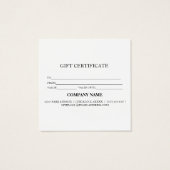 Eenvoudig & Modern Cadeaubon voor Zakelijk Gebruik Vierkante Visitekaartjes (Achterkant)