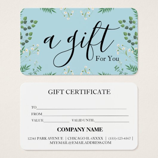 Eenvoudig & Modern Cadeaubon voor Zakelijk Gebruik Visitekaartje (Voorkant /achterkant)